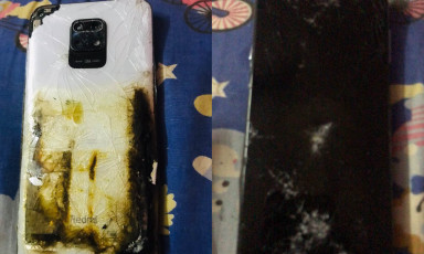 Một chiếc Redmi Note 9 Pro bốc cháy khi đang sử dụng