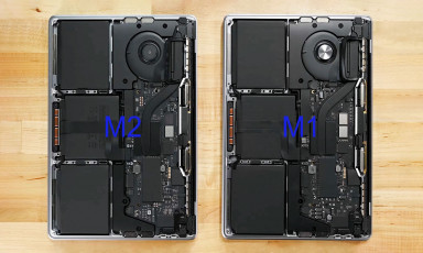 Mổ bụng Macbook Pro M2 giống y hệt Macbook Pro M1, trừ việc "bay màu" 1 chip nhớ.