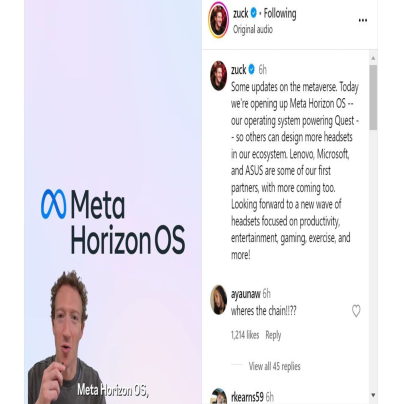 Meta giới thiệu Meta Horizon OS: "Windows" trong thế giới thực tế ảo
